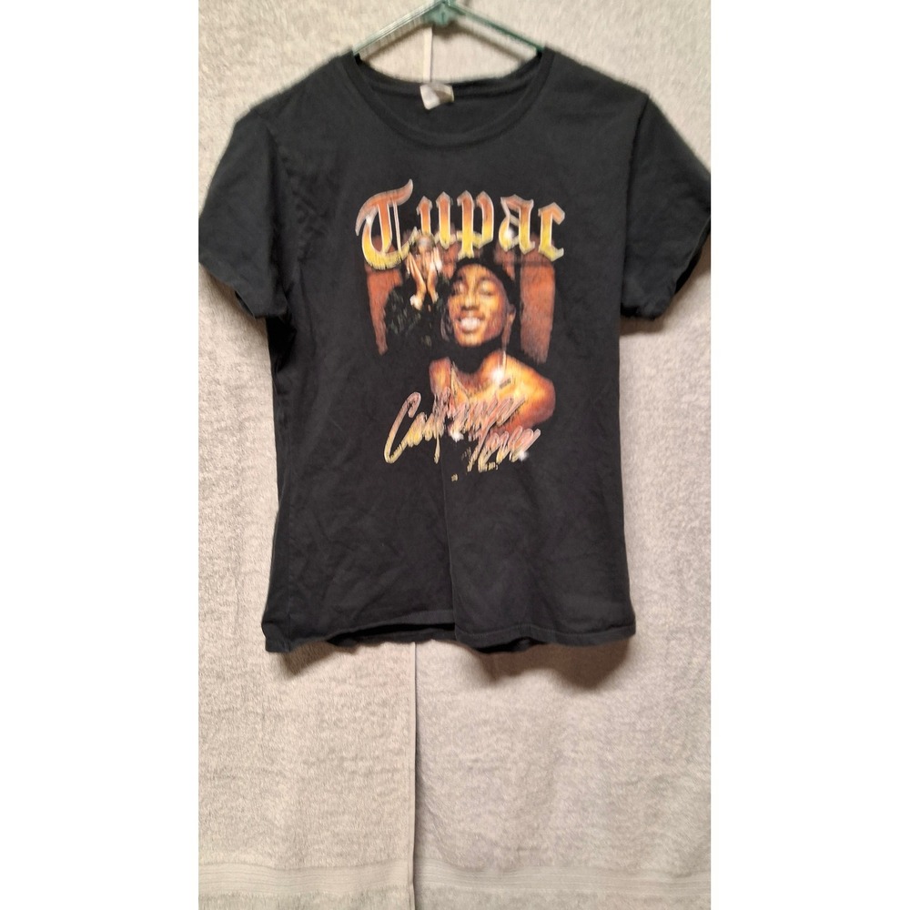 Tupac 2Pac California Love Graphic T-Shirt Black Port & Company Womens Large(B5)